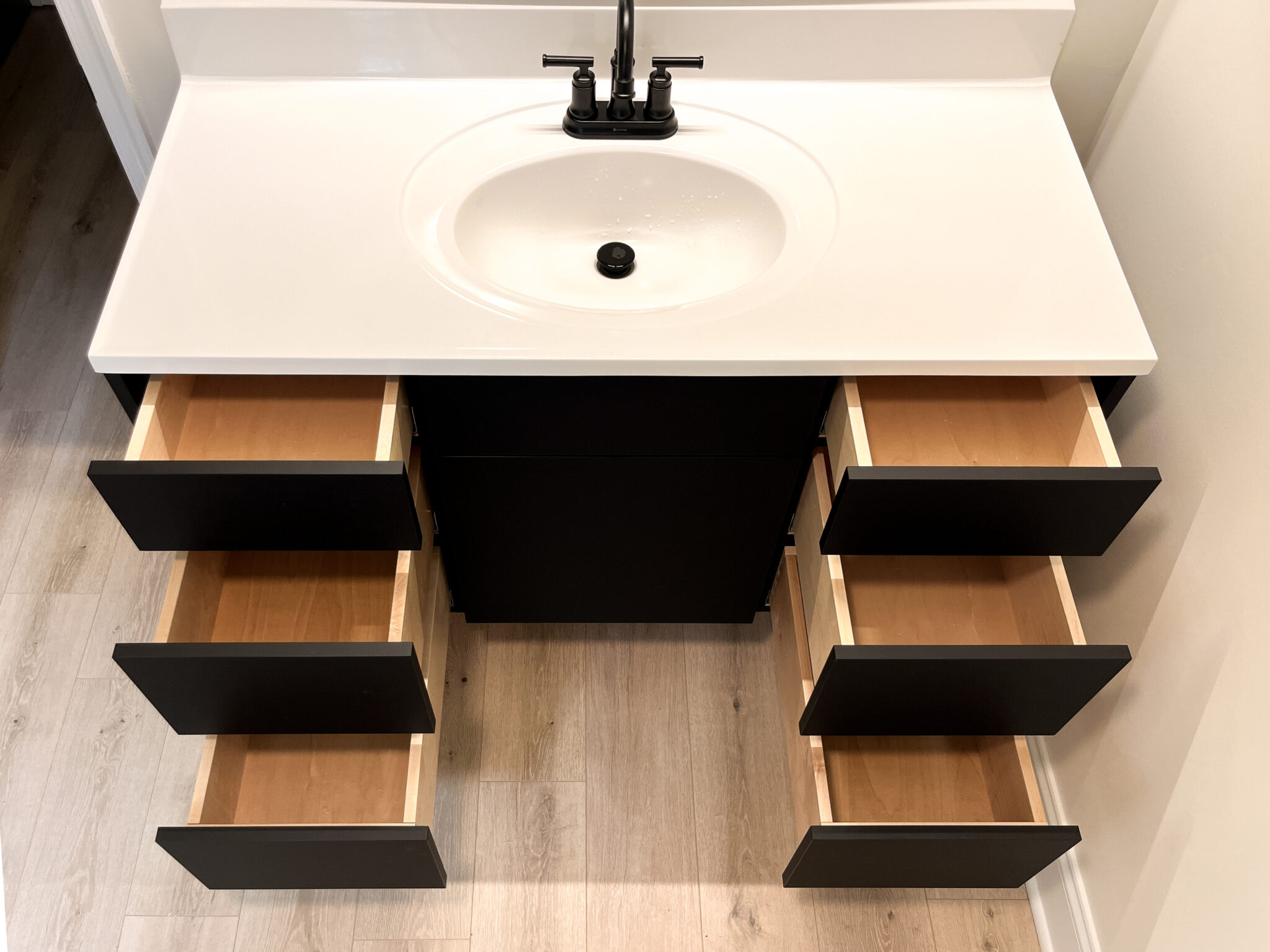 Floating Vanity with Drawers - Access by Cabinet Joint