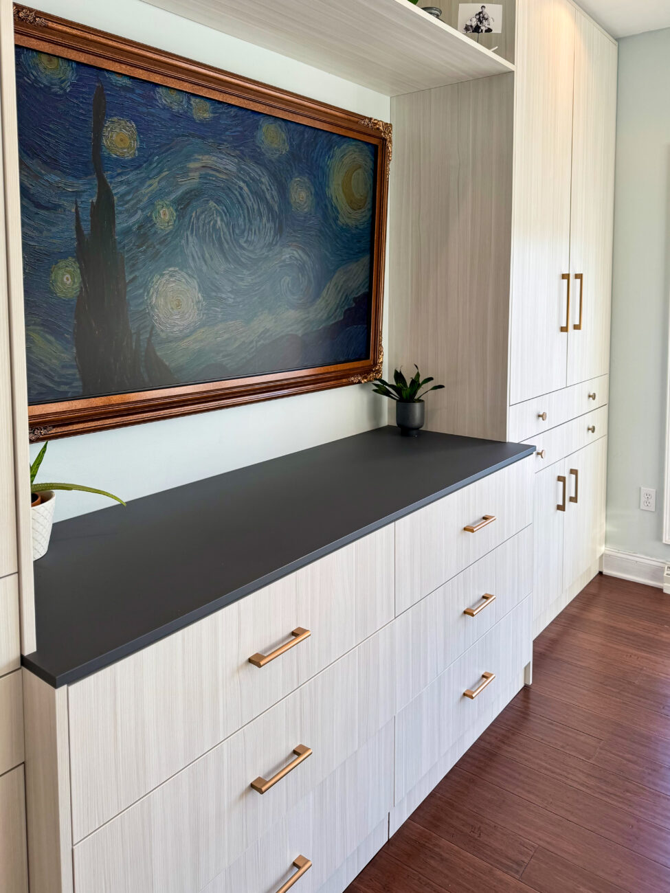 light cabinets in a bedroom