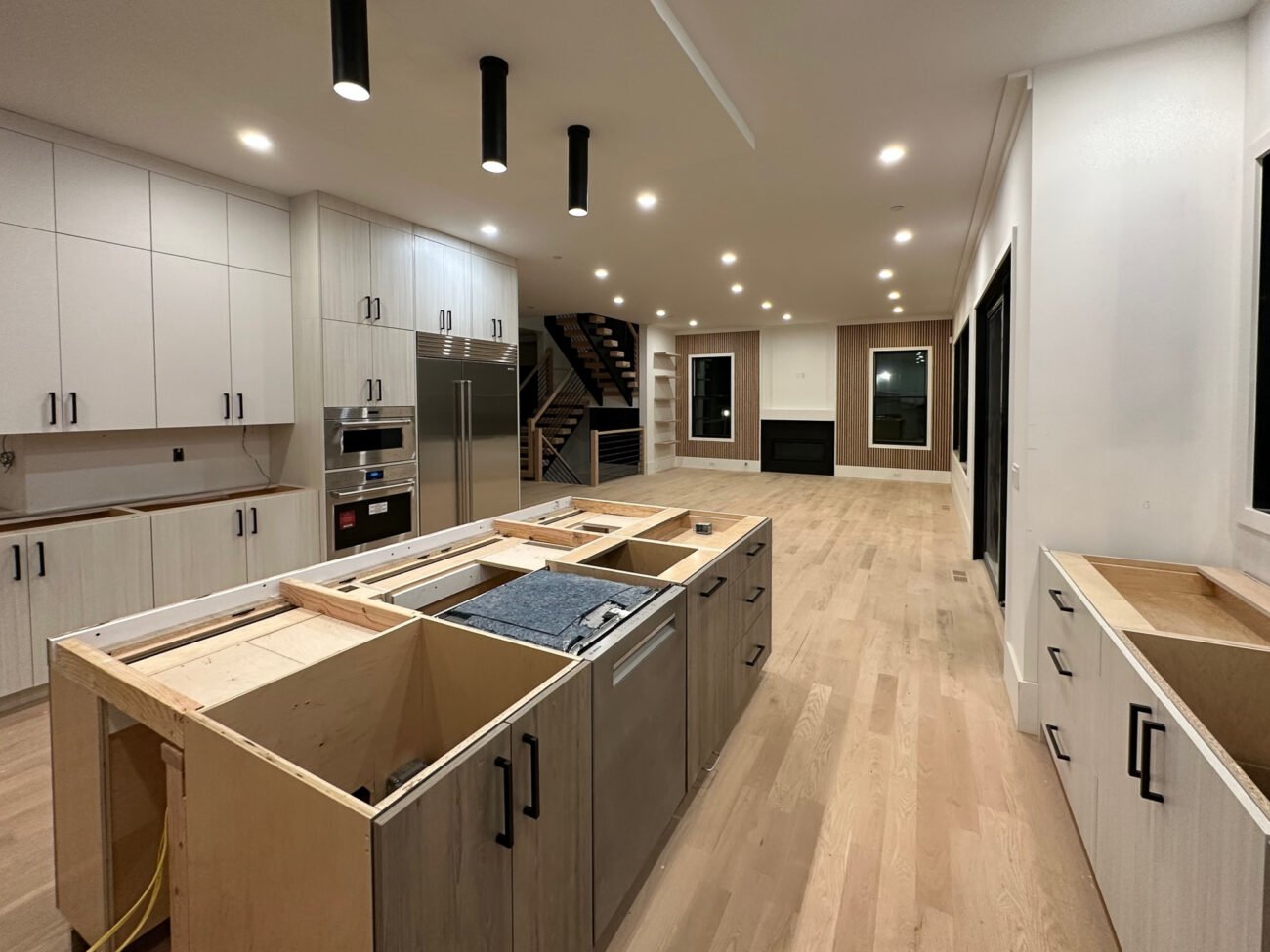 contemporary new build with custom frameless cabinets